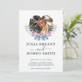 Winter bruiloft hart vorm foto uitnodiging (Staand voorkant)