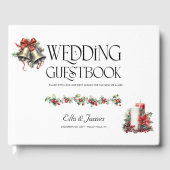 Winter bruiloft Holly Bells en kaarsen Gastenboek (Voorkant)
