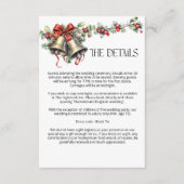 Winter bruiloft Holly Bells en rode bessen Details Informatiekaartje (Voorkant)