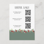 Winter bruiloft Holly Bells en rode bessen Details Informatiekaartje (Achterkant)