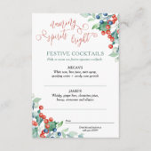 Winter Bruiloft Holly Berries Signature Cocktails Informatiekaartje (Voorkant)