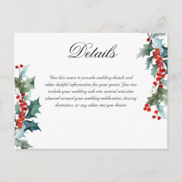 Winter bruiloft Holly Berry Details Briefkaart