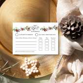 Winter bruiloft Holly en rode bessen Entrée RSVP Kaartje