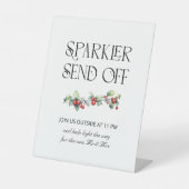 Winter bruiloft Holly Sparkler Verstuur teken Reclamebord Met Voetstuk (Voorkant)