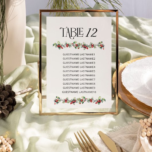 Winter Bruiloft Hulst Tafel Nummer Zitplaats Chart