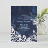 Winter bruiloft ijs en marineblauw, kaart (Staand voorkant)