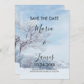 Winter Bruiloft in de Sneeuw Save The Date (Voorkant / Achterkant)