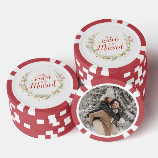 Winter bruiloft kegels rode bessen ster waterverf poker chips (Opstapeling)