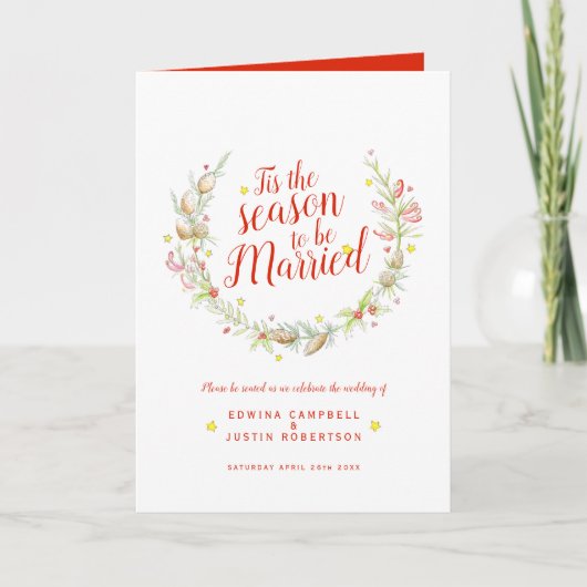 Winter bruiloft kegels rode bessen ster waterverf programma (Voorkant)