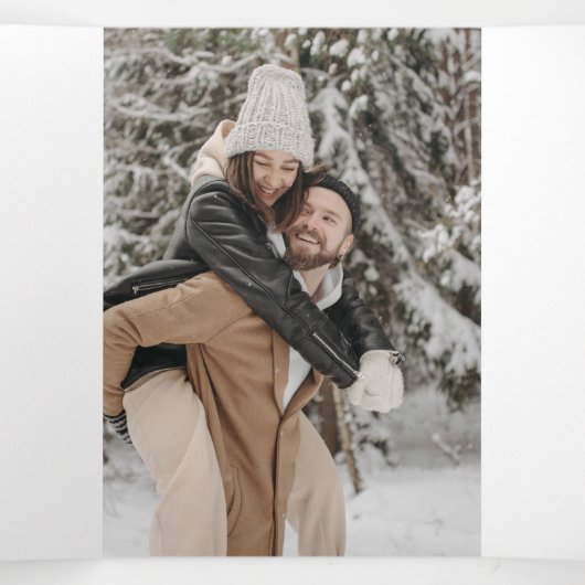 Winter bruiloft kegels rode bessen waterverf foto drieluik programma (Binnenkant midden)