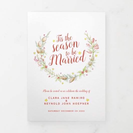 Winter bruiloft kegels rode bessen waterverf foto drieluik programma (Cover)