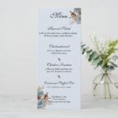 Winter Bruiloft Kerstmis Pinecones Blauw Bruin Menu (Staand voorkant)