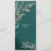 Winter bruiloft Kerstmis Pinecones Menu (Achterkant)