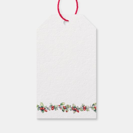 Winter bruiloft klokken en Holly gunst Cadeaulabel (Achterkant)