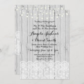 Winter Bruiloft Lichten Houten Kant Feest Uitnodig Kaart (Voorkant / Achterkant)