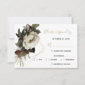 Winter bruiloft maaltijd opties moderne bloemen RSVP kaartje (Voorkant)