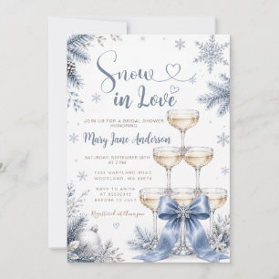 WINTER Bruiloft met Sneeuw in Love Bruidsfeest Kaart
