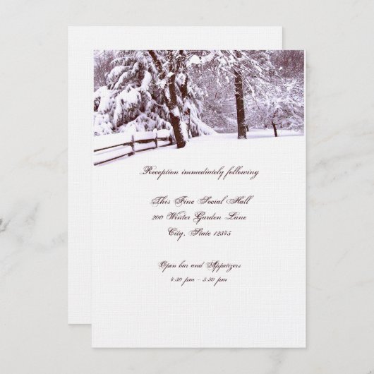 Winter bruiloft mooi kaart (Voorkant / Achterkant)