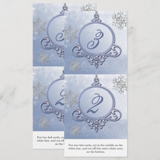 Winter Bruiloft Ornament Ontvangst Tafel Nummers Kaart (Voorkant / Achterkant)