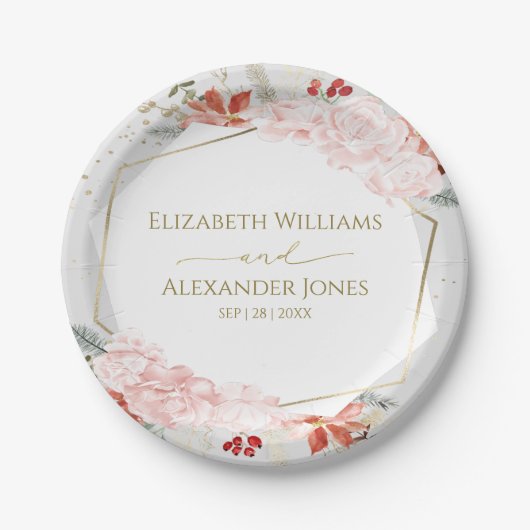 Winter bruiloft papier Bord vergulde Waterverf (Voorkant)