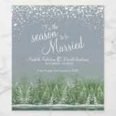 Winter bruiloft pijnbomen meer groene grijze kunst wijn etiket