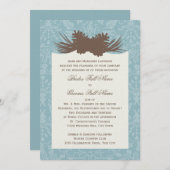 Winter bruiloft Pinecones en Damask Kaart (Voorkant / Achterkant)