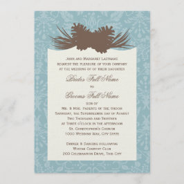 Winter bruiloft Pinecones en Damask Kaart