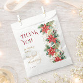 Winter bruiloft poinsettia gouden sjabloon bedankzakje (Geknipt)
