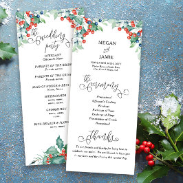 Winter bruiloft programma met elegante tekst en Ho