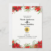 Winter Bruiloft Rood & Wit Poinsettia Vakantie Kaart (Voorkant)