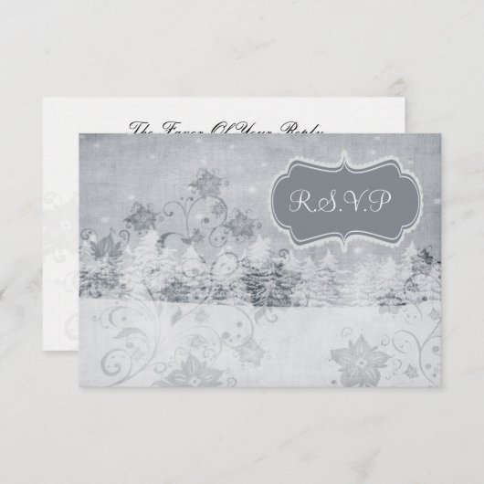 Winter bruiloft RSVP kaarten standaard 3,5 x 5 (Voorkant / Achterkant)