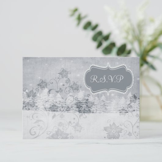 Winter bruiloft RSVP kaarten standaard 3,5 x 5 Kaartje (Staand voorkant)