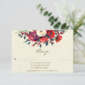 winter bruiloft RSVP rozen bessen vakantie Kaartje (Staand voorkant)