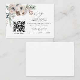 Winter Bruiloft Rustiek Wit QR Code Bruiloft RSVP Informatiekaartje