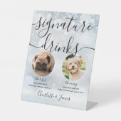 Winter Bruiloft Script Huwelijkshond Handtekening  Reclamebord Met Voetstuk (Voorkant)