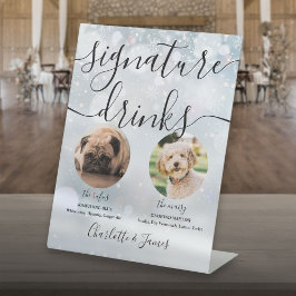 Winter Bruiloft Script Pet Honden Signature Dranke Reclamebord Met Voetstuk
