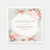 Winter bruiloft servetten vergulde Waterverf bloem (Voorkant)