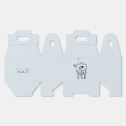 Winter bruiloft skiën tekening bedankdoosjes (Ongevouwen)