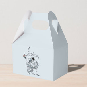 Winter bruiloft skiën tekening bedankdoosjes