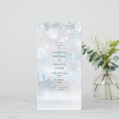 Winter Bruiloft Sneeuwvlokken Bewaar De Datum Save The Date (Staand voorkant)
