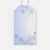 Winter bruiloft sneeuwvlokken blauw cadeaulabel (Achterkant)