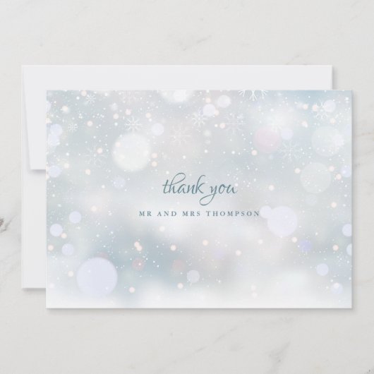 Winter Bruiloft Sneeuwvlokken Elegant Modern Bedankkaart (Voorkant)