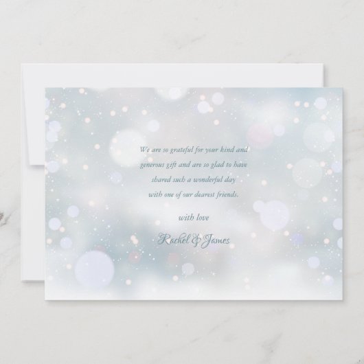 Winter Bruiloft Sneeuwvlokken Elegant Modern Bedankkaart (Achterkant)