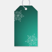 Winter bruiloft sneeuwvlokken groen cadeaulabel (Achterkant)