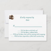 Winter Bruiloft Sneeuwvlokken Pinecones RSVP Kaartje (Achterkant)