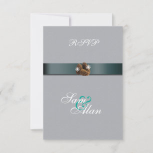 Winter Bruiloft Sneeuwvlokken Pinecones RSVP Kaartje
