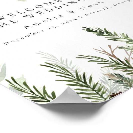 Winter Bruiloft Tafelblad Welkomstbord Poster (Hoek)