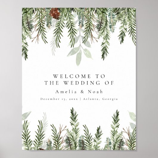 Winter Bruiloft Tafelblad Welkomstbord Poster (Voorkant)