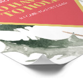 Winter bruiloft teken Waterverf Holly en bessen Poster (Hoek)