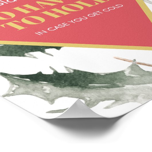 Winter bruiloft teken Waterverf Holly en bessen Poster (Hoek)